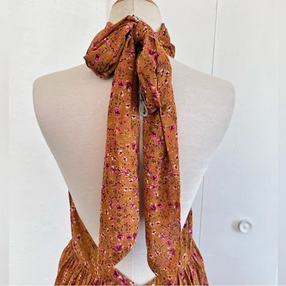 Orange Floral Halter Maxi Dress LoveShackFancy Isabel marant LoveShackFancy - Picture 3 of 9